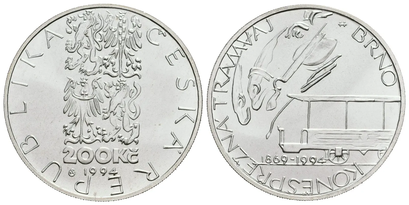 200 Kč 1994 - Koněspřežná tramvaj v Brně, kapsle, certifikát — 1