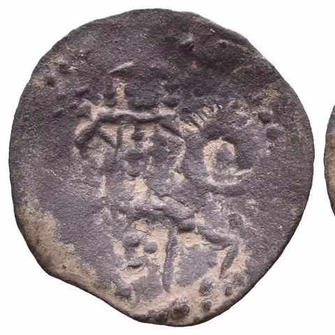 AE Trachy, Monogram / Car na koni vpravo, mincovna Veliko Tarnovo, jako D&D 9.2.1, patina