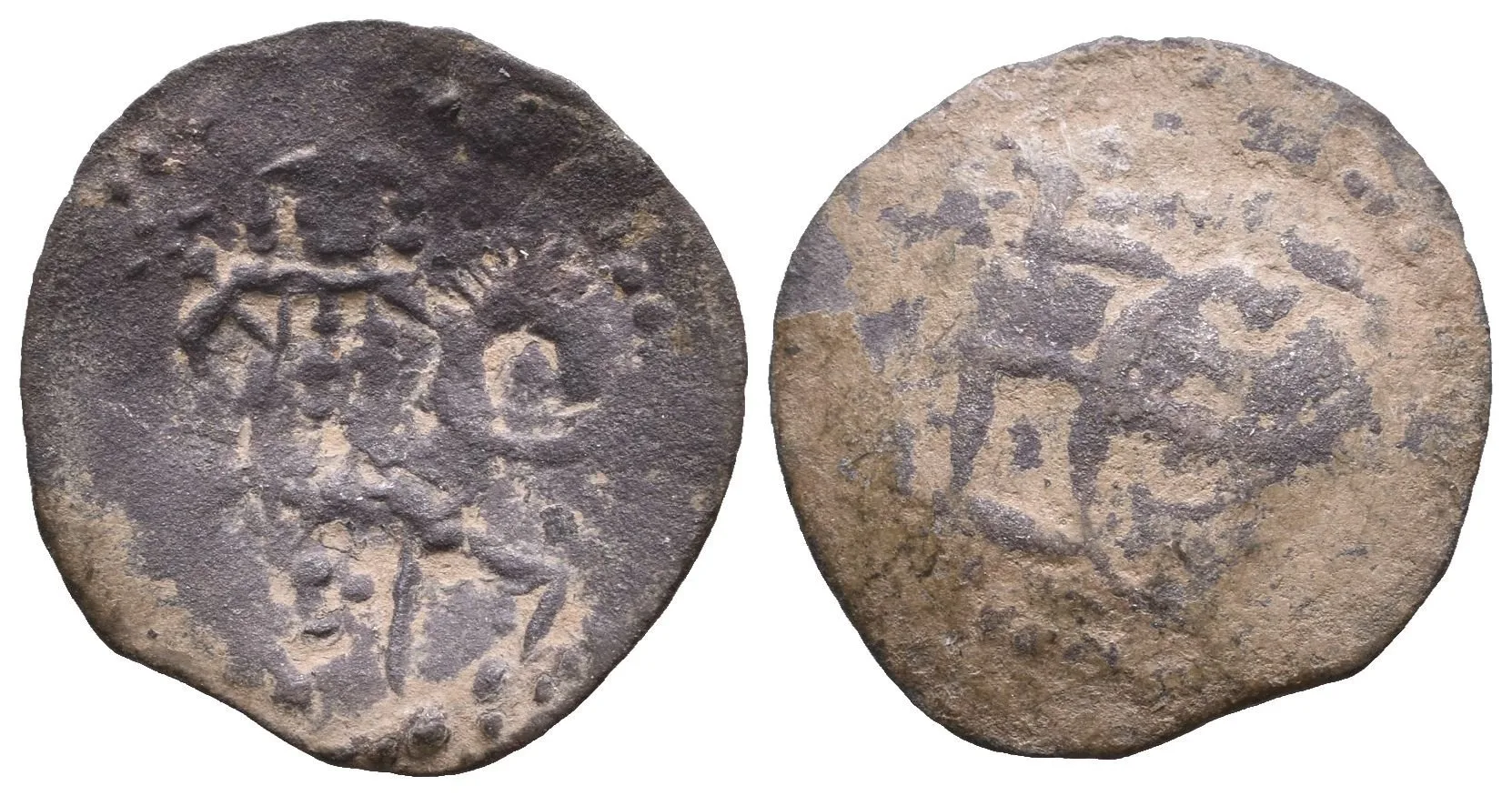 AE Trachy, Monogram / Car na koni vpravo, mincovna Veliko Tarnovo, jako D&D 9.2.1, patina — 1
