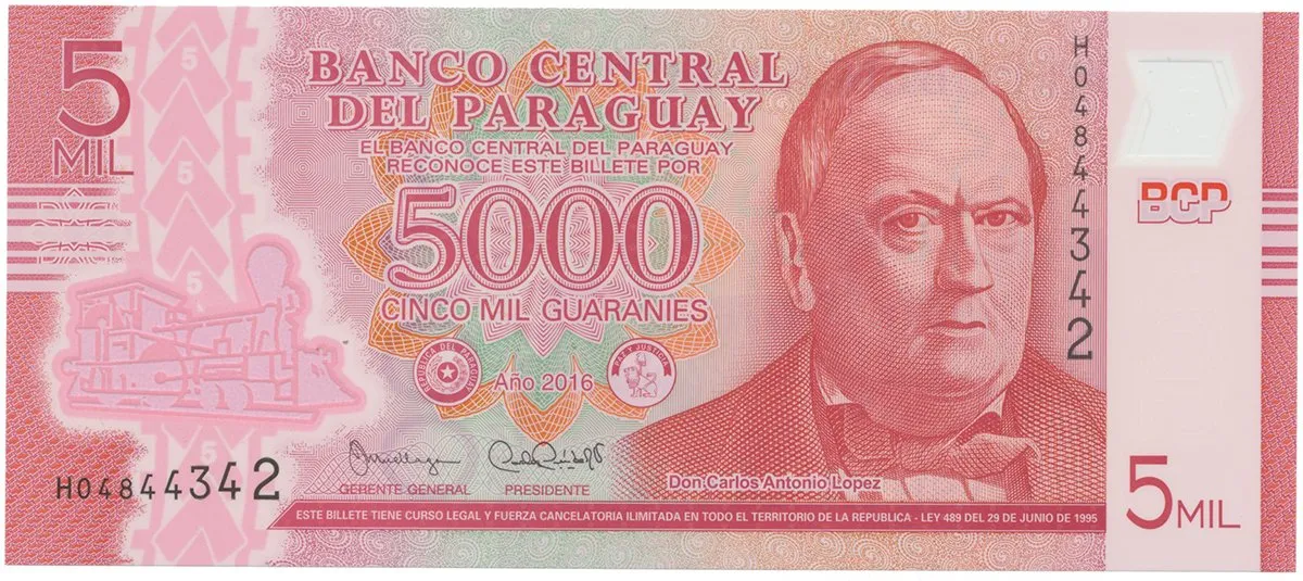 Paraguay, 5000 Guaranies 2016, plastová, P.234b