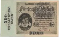 Německo, 500 Milliarden Mark 1923, firemní číslovač, Ro.121b, krásný stav!