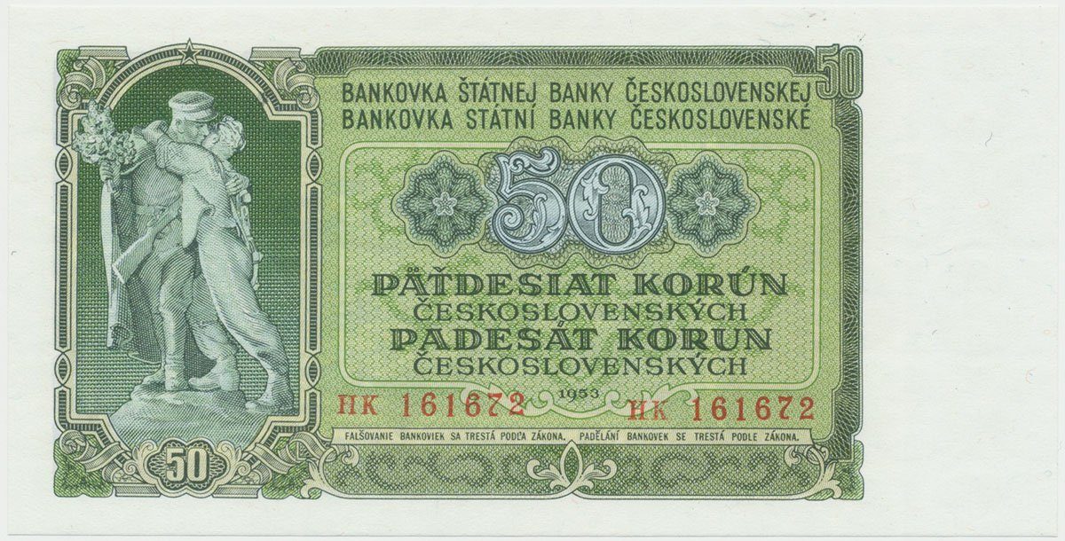 Československo, 50 Koruna 1953, tisk Praha, série HK, Hej.94b