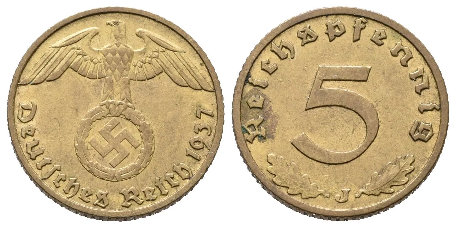 III. říše, 5 Pfennig 1937 J