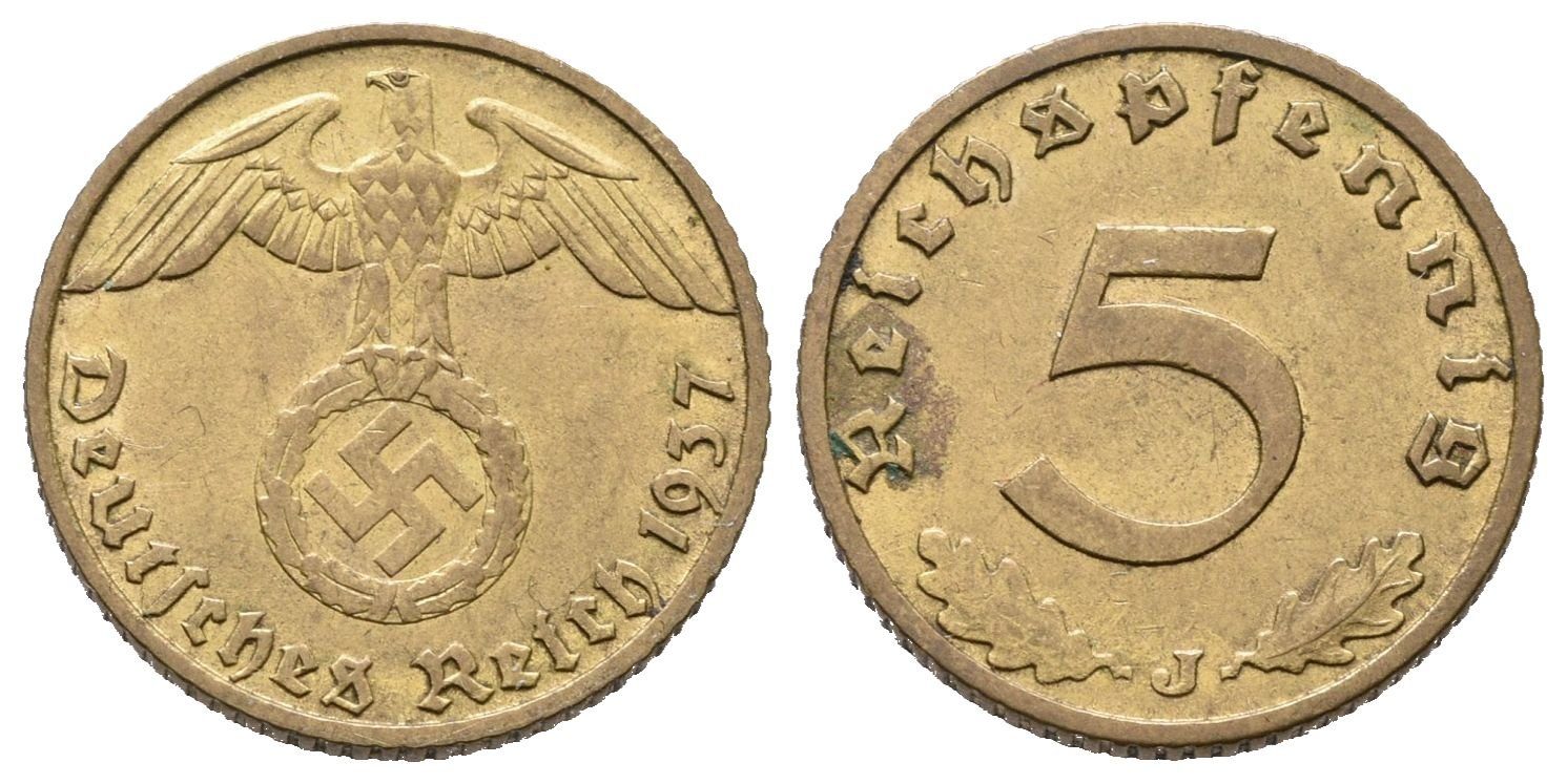 III. říše, 5 Pfennig 1937 J