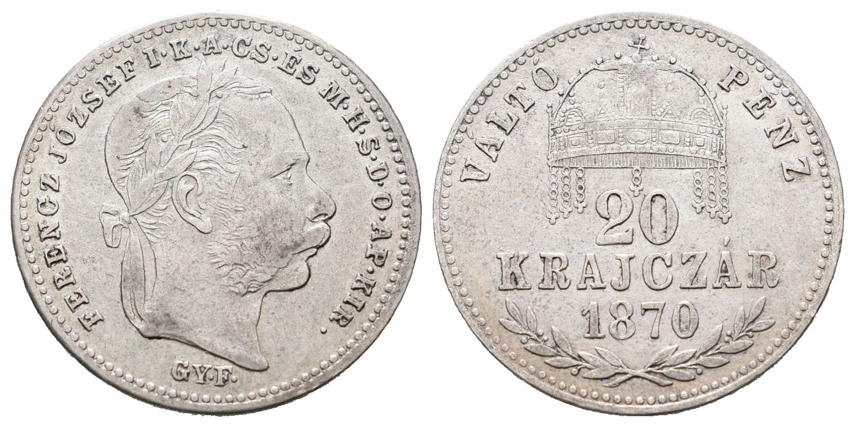 20 Krejcar 1870 GYF