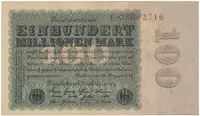 Německo, 100 Millionen Mark 1923, Eichenlaub, Ro.106a