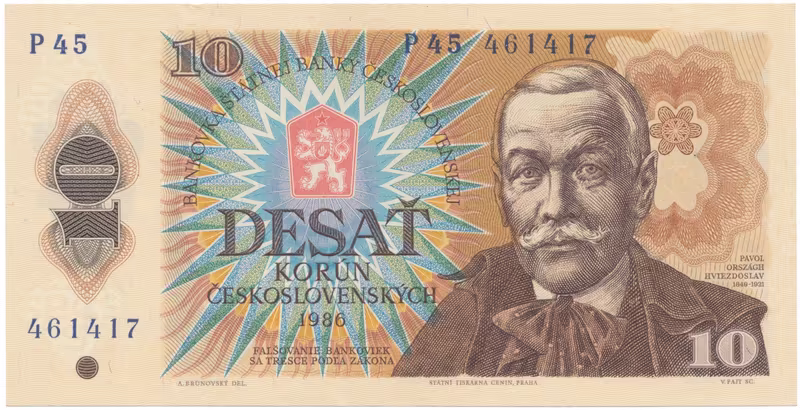 Československo, 10 Koruna 1986, série P, Hej.107bP