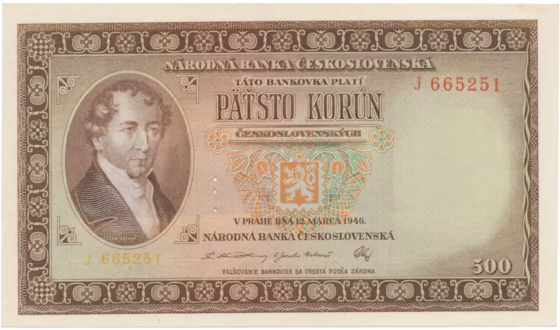 500 Koruna 1946, perforace 3 m.d., Hej.81aS1