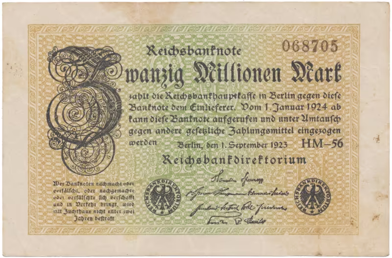 Německo, 20 Millionen Mark 1923, Ro.107f