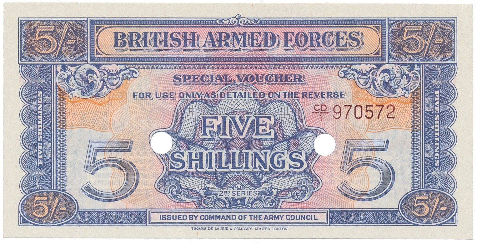 Velká Británie, 5 Shillings (1948), BAF - vojenské vydání, vodotisk, P.M20db