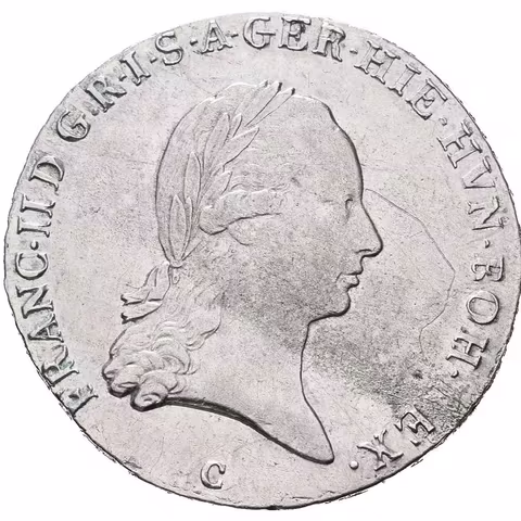 1/4 Tolar křížový 1797 C, Hal.2031, zbytky lesku, patina, škr. na Av.
