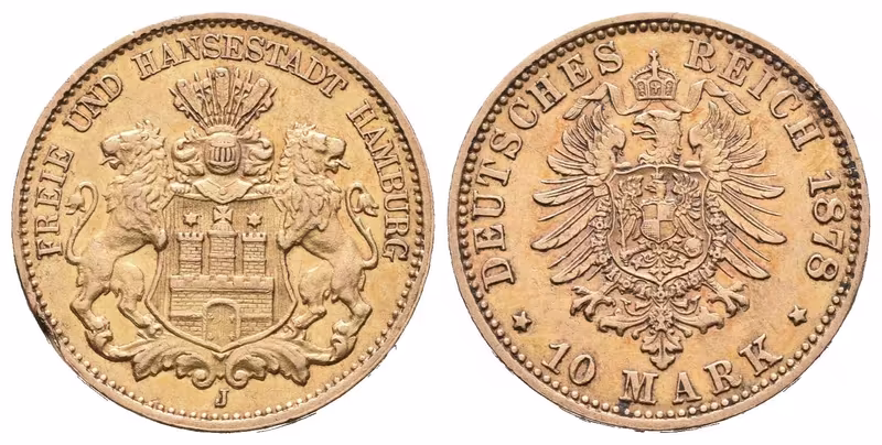 Hamburg, 10 Marka 1878 D