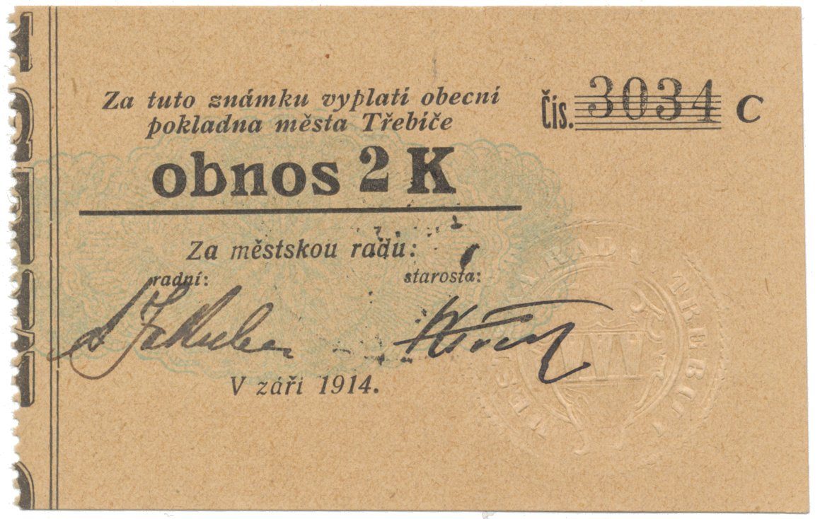 Třebíč - město, 2 K září 1914, silnější K, HH.223.5.11e1