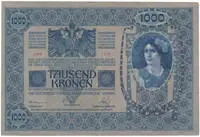 Československo, 1000 Koruna 1902 + kolek 1919, Hej.6 - fotografie 2