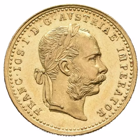 Dukát 1875, ražební lesk, drobné rysky, hrany,