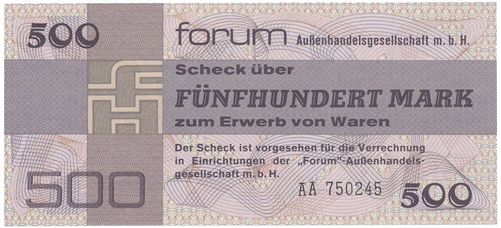 Německo - NDR, 500 Mark 1979, "FORUM" (obdoba Tuzexu), Ro.373a
