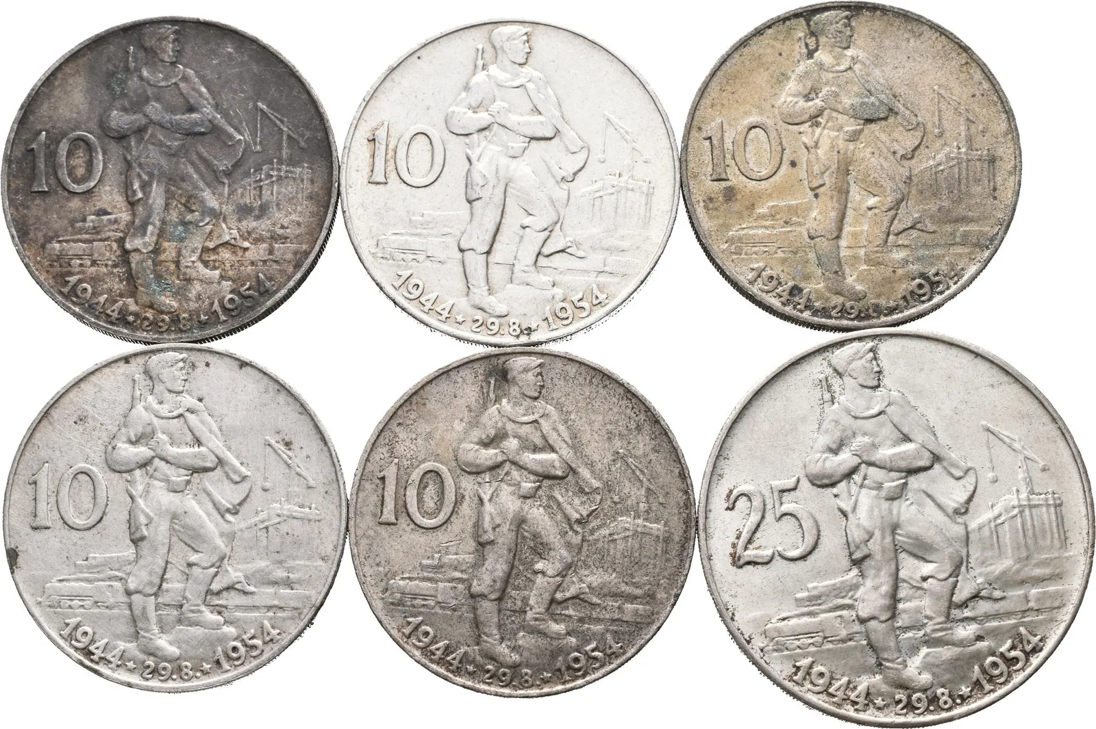 Soubor mincí 25 a 10 Kčs 1954 - Slovenské národní povstání, — 1