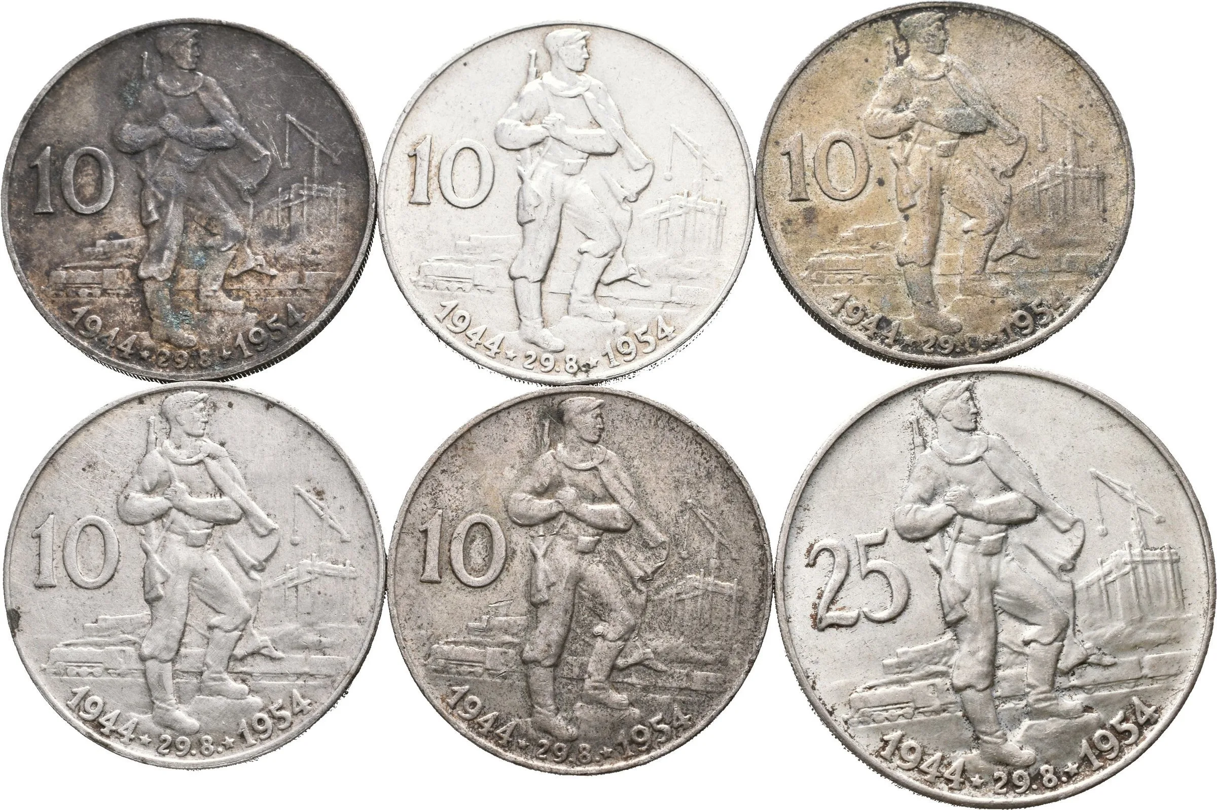 Soubor mincí 25 a 10 Kčs 1954 - Slovenské národní povstání, — 1