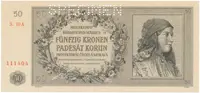 50 Koruna 1944, SPECIMEN, Hej.42a.S1