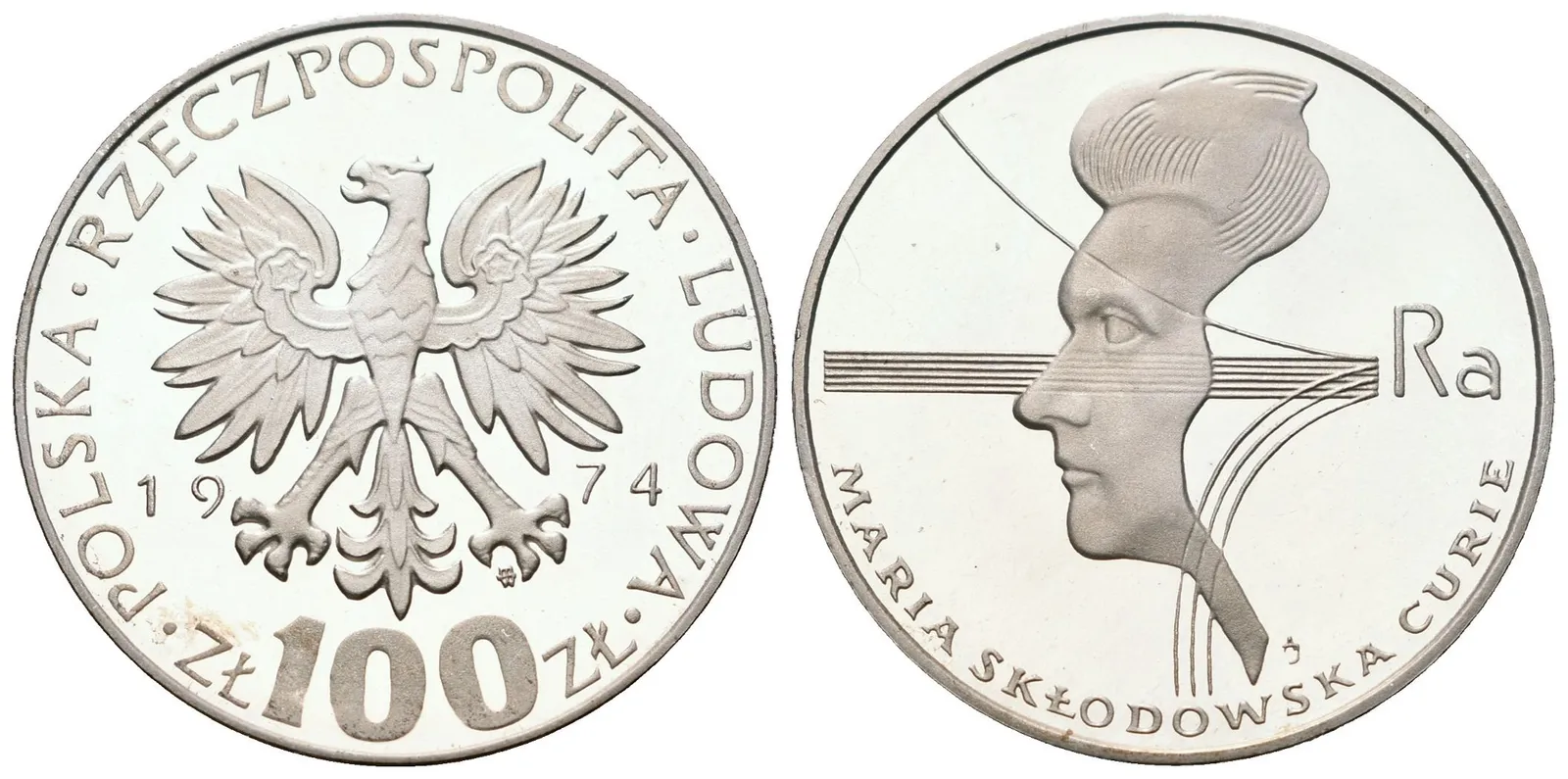 Polsko, 100 Zlotych 1974 - M. Curie-Skłodowská
