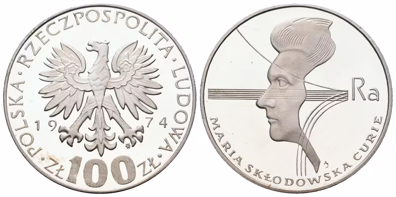 Polsko, 100 Zlotych 1974 - M. Curie-Skłodowská