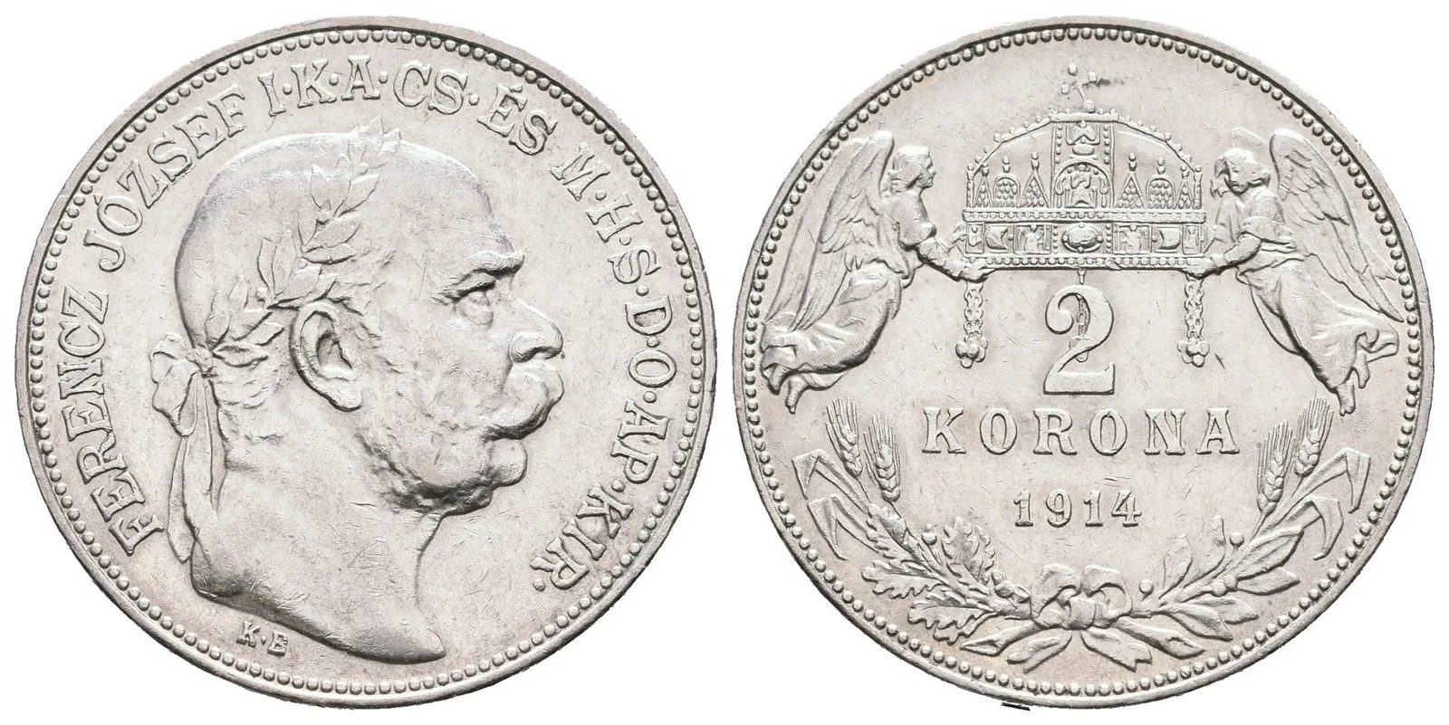 2 Koruna 1914 KB, patina, rysky_R! — 1