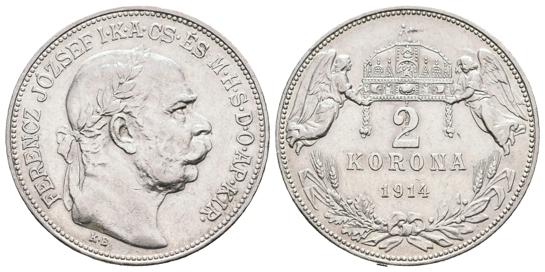 2 Koruna 1914 KB, patina, rysky_R! — 1