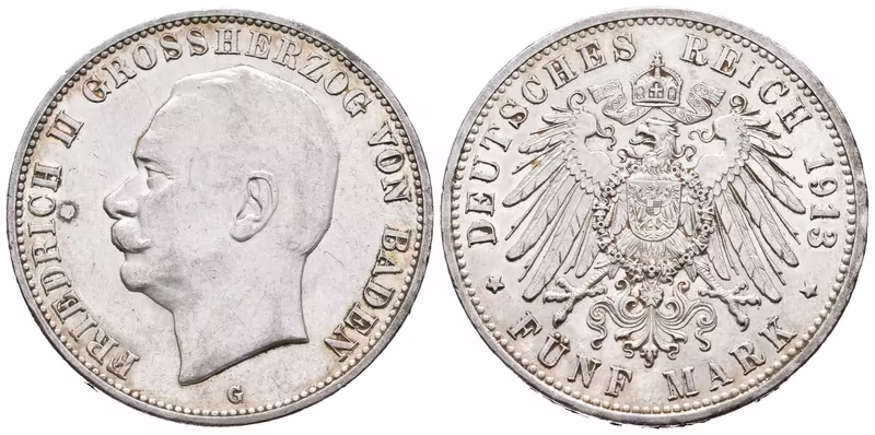Baden, 5 Marka 1913 G