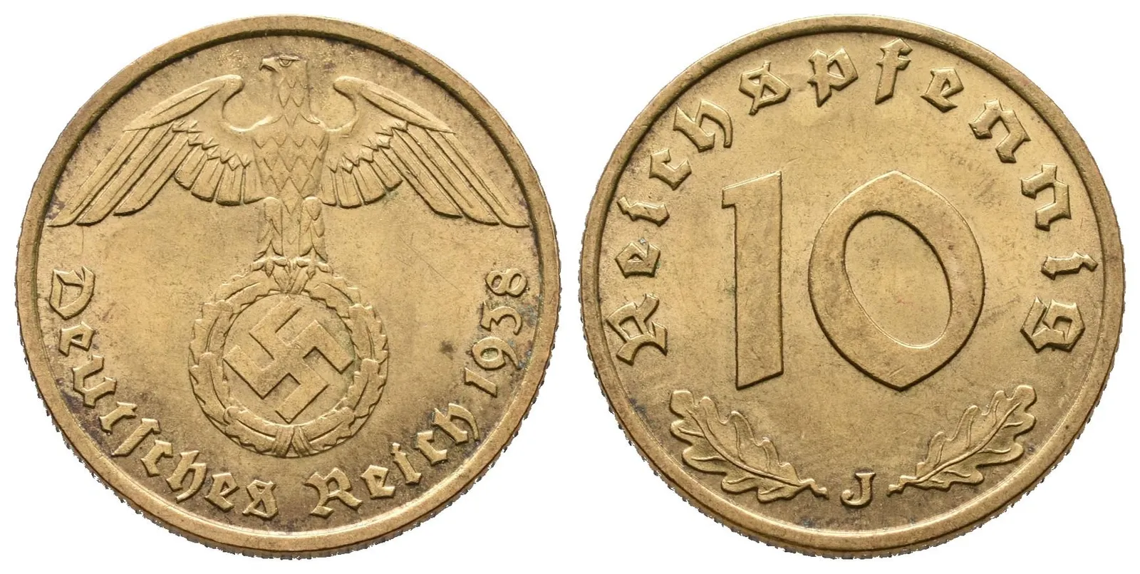 III. říše, 10 Pfennig 1938 J