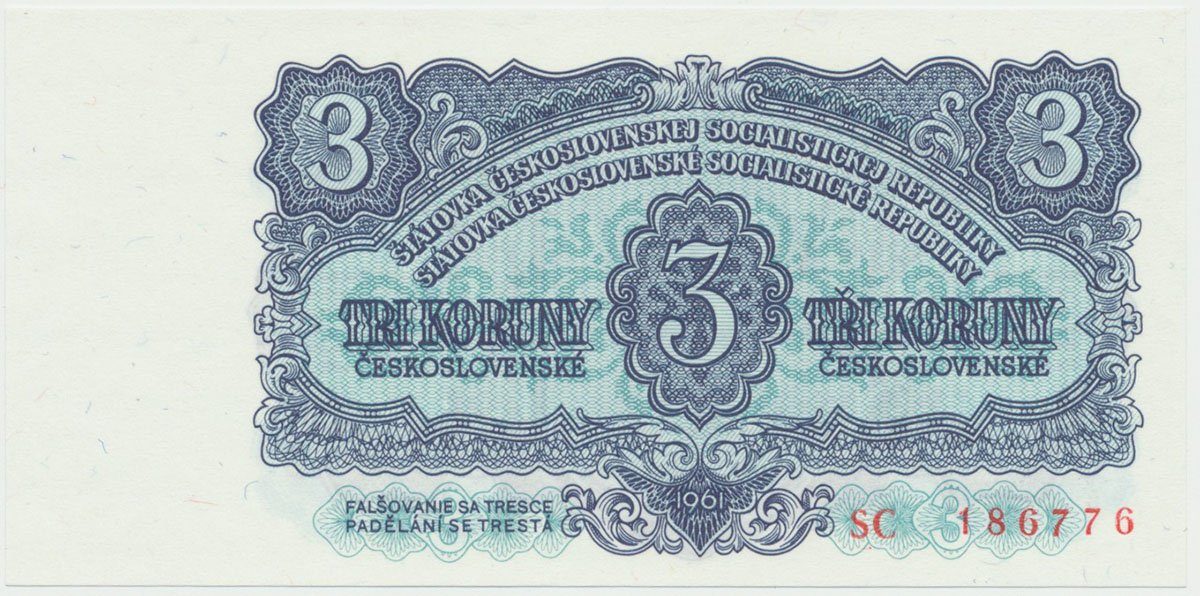 Československo, 3 Koruna 1961, série SC, Hej.98a
