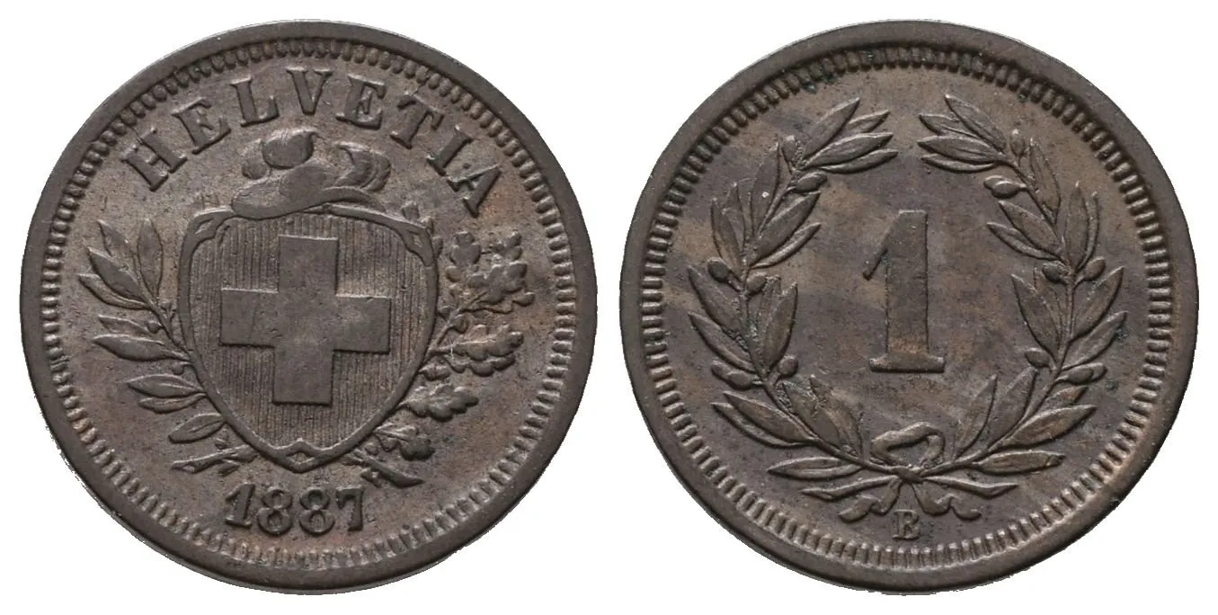 Švýcarsko, Rappen 1887 B