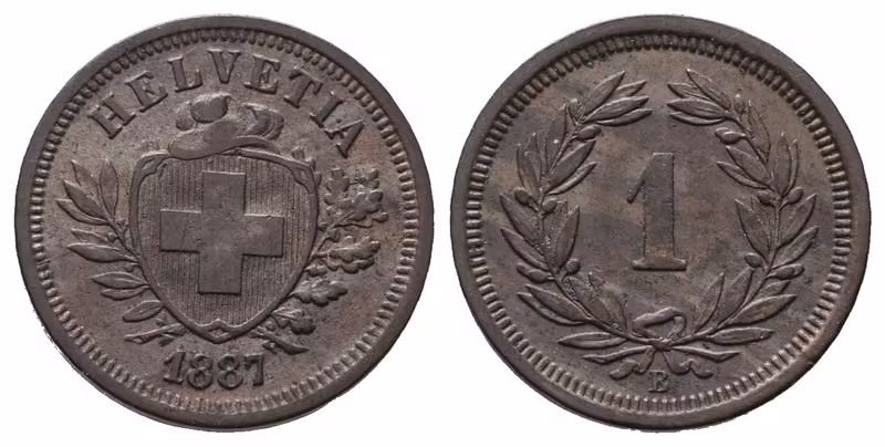 Švýcarsko, Rappen 1887 B