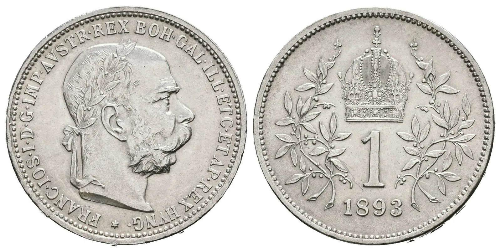 1 Koruna 1893, krásná zachovalost, lesk, jemná patina, nep. rysky — 1