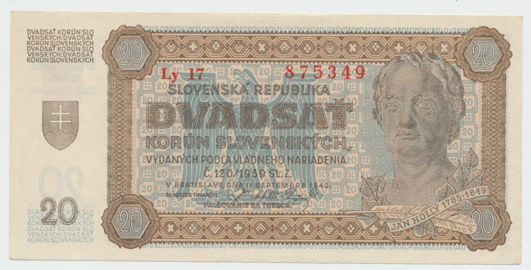 Slovensko, 20 Koruna 1942, Hej.53a2