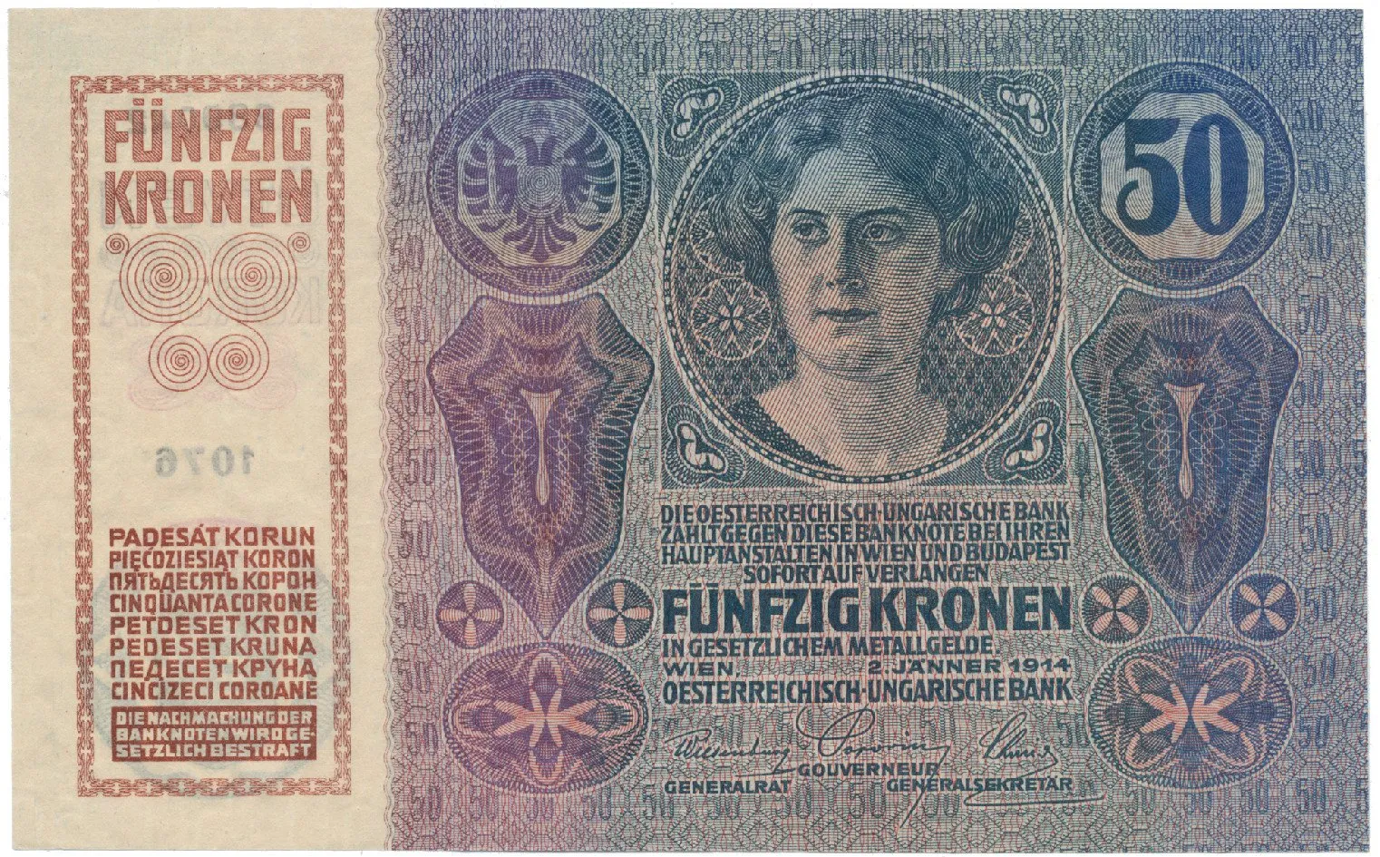 Rakousko - Uhersko, 50 Koruna 1914, bez přetisku, Hej.RU12a