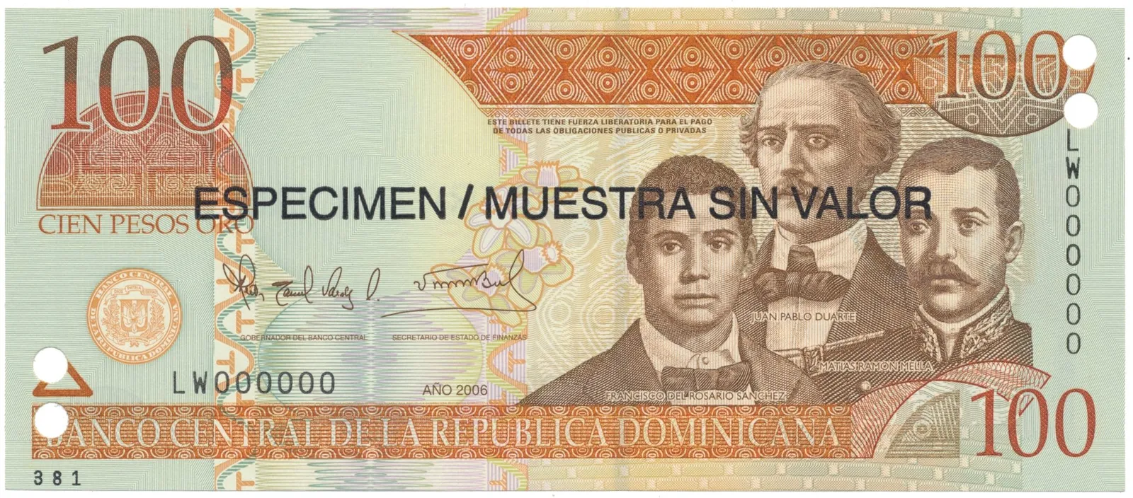 Dominikánská republika, 100 Pesos Oro 2006, P.177s1