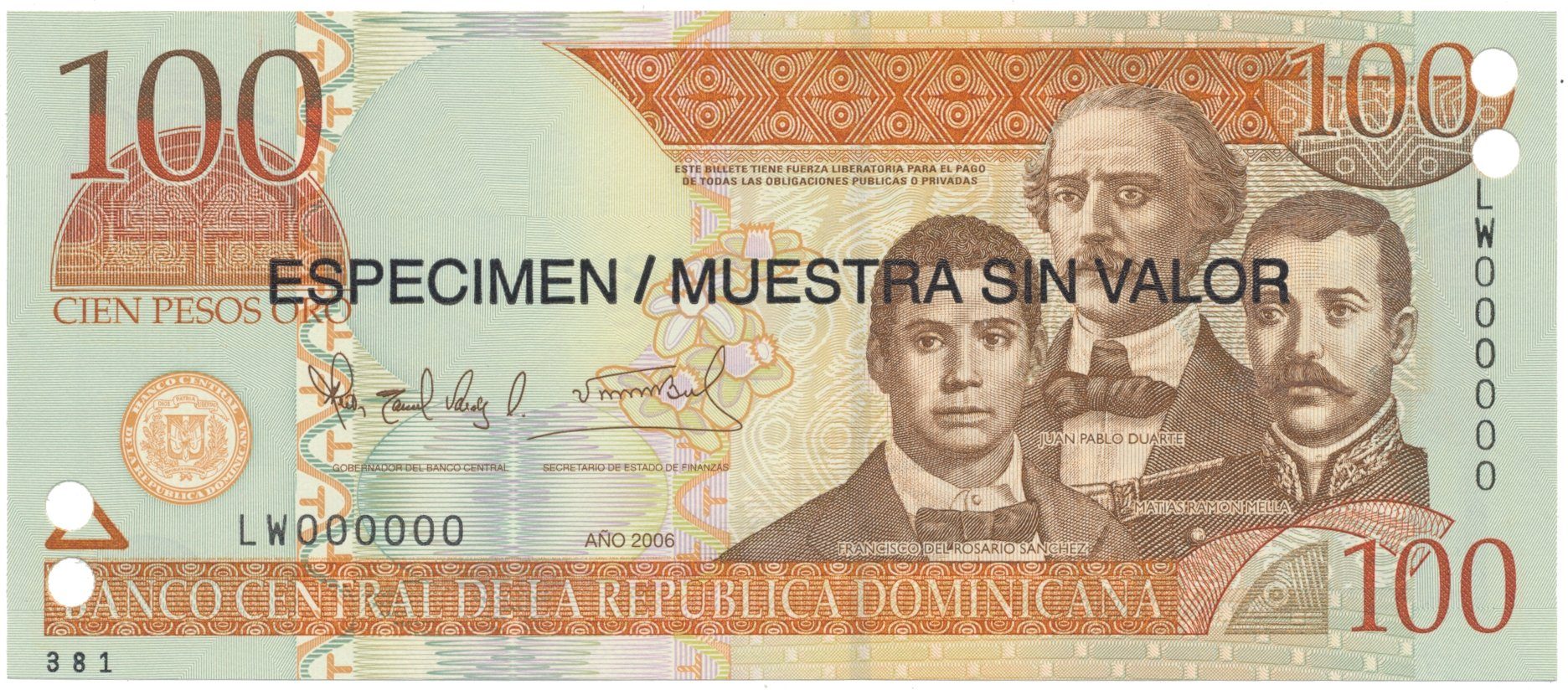 Dominikánská republika, 100 Pesos Oro 2006, P.177s1