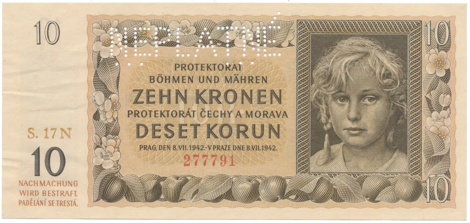 10 Koruna 1942, série N, NEPLATNÉ, Hej.37b1.S2