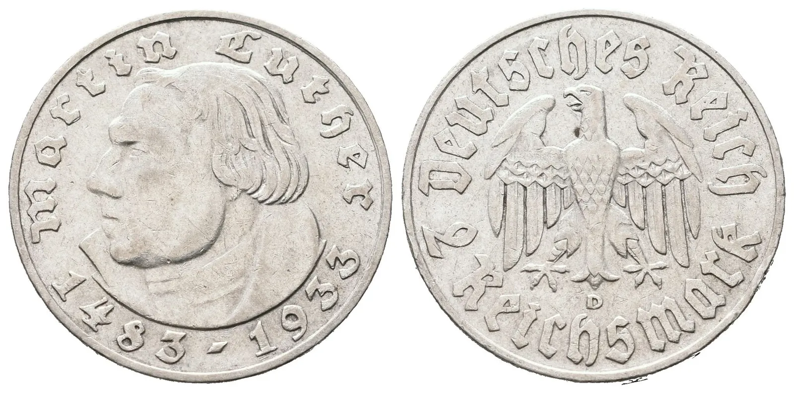III. říše, 2 Marka 1933 D - Martin Luther