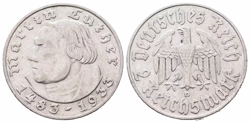 III. říše, 2 Marka 1933 D - Martin Luther