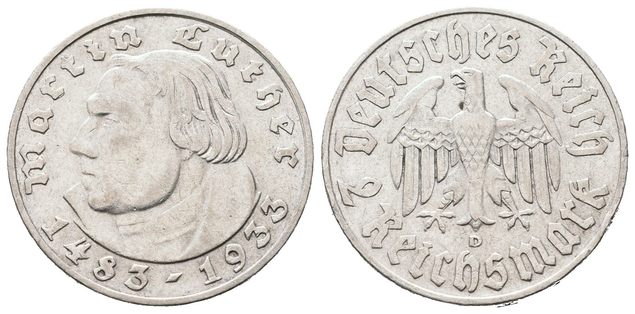 III. říše, 2 Marka 1933 D - Martin Luther