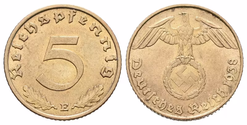 III. říše, 5 Pfennig 1938 E