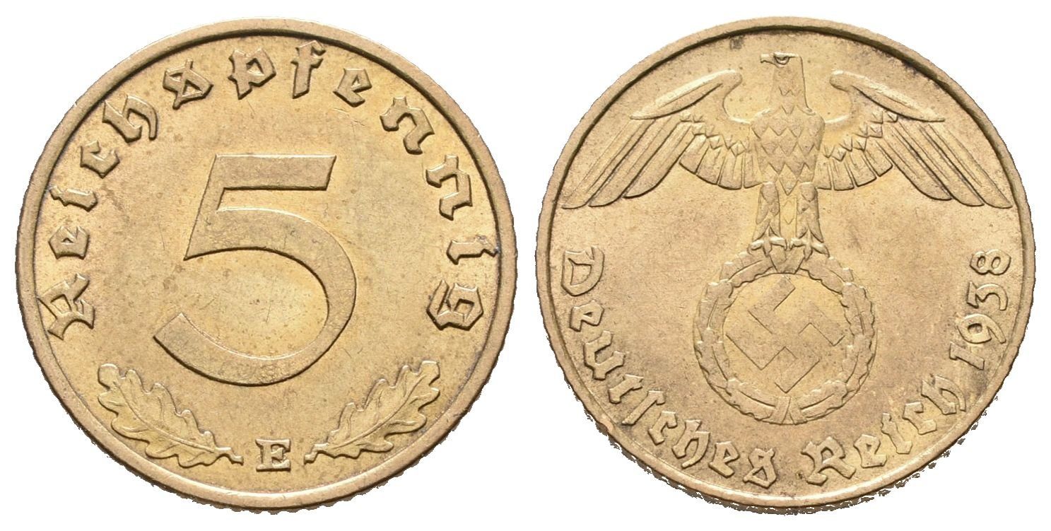 III. říše, 5 Pfennig 1938 E
