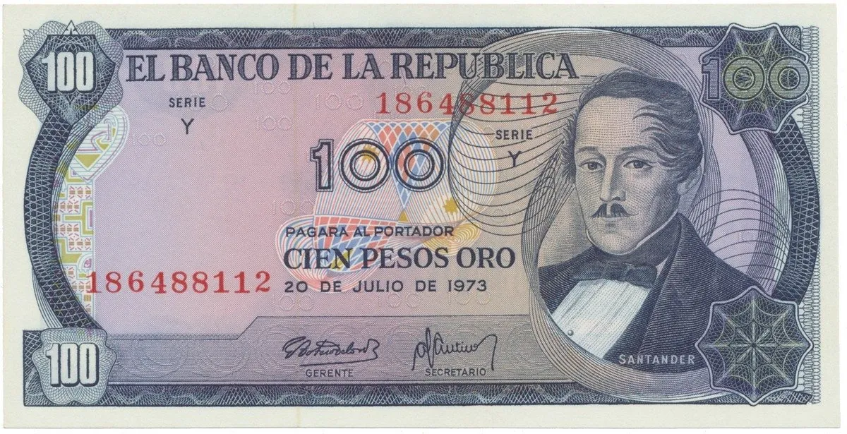 Kolumbie, 100 Pesos Oro 1973, P.415a