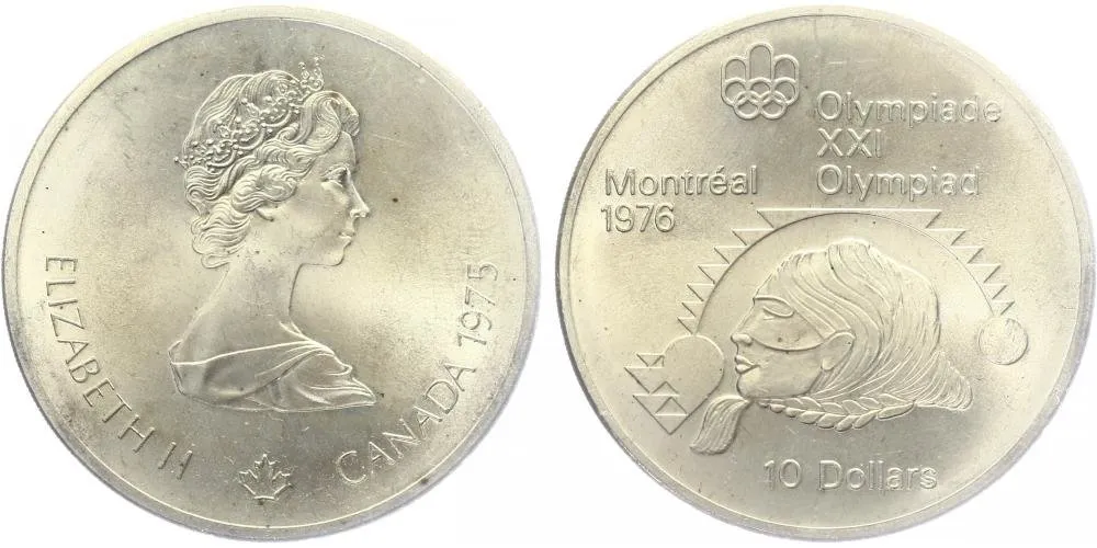 Kanada, 10 Dollar 1975 - Olympiáda Montreal