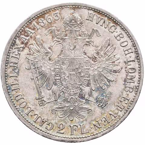 2 Zlatník 1863 A, krásná zachovalost, lesk, patina, rysky a nep. hr.