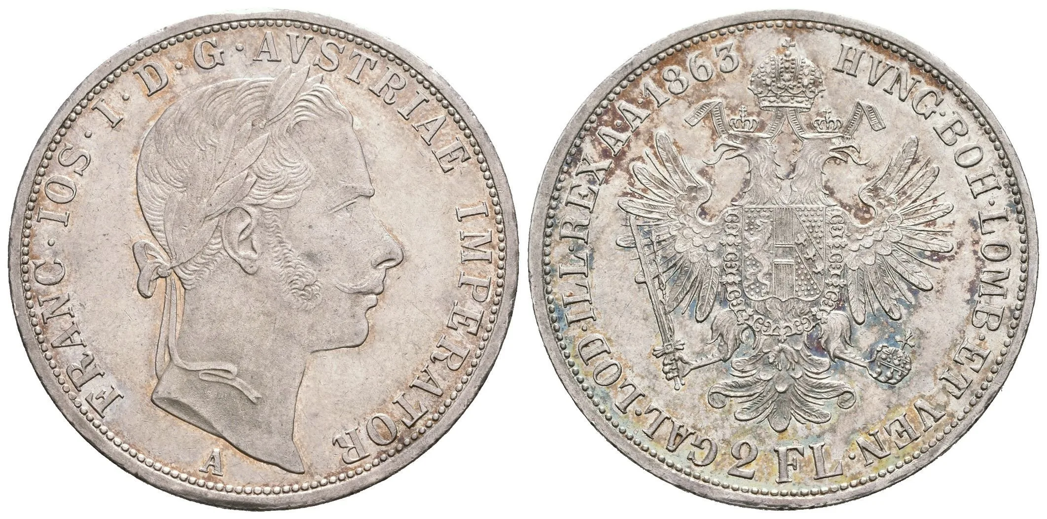 2 Zlatník 1863 A, krásná zachovalost, lesk, patina, rysky a nep. hr. — 1