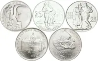 Soubor mincí 25 Kčs 1954 a 1955, 25 Kčs 1965 - 20. výročí osvobození, — 1