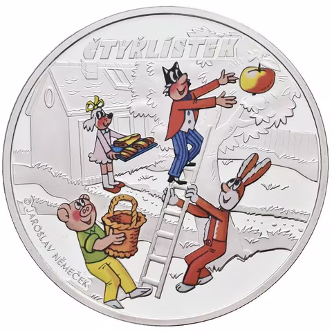 AR Medaile 2012 (1 NZD) - Čtyřlístek, Ag 0,999, 40 mm (31,1 g), kolorováno, PROOF