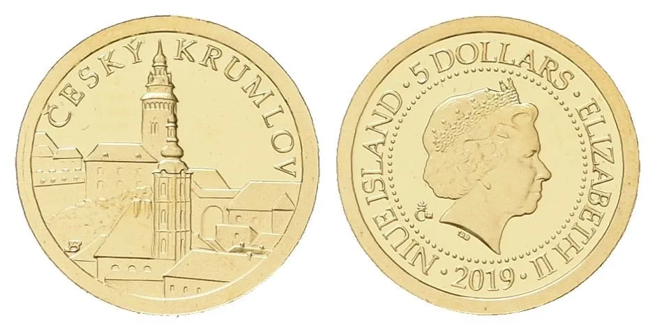 Zlatá mince Český Krumlov - dobová pohlednice